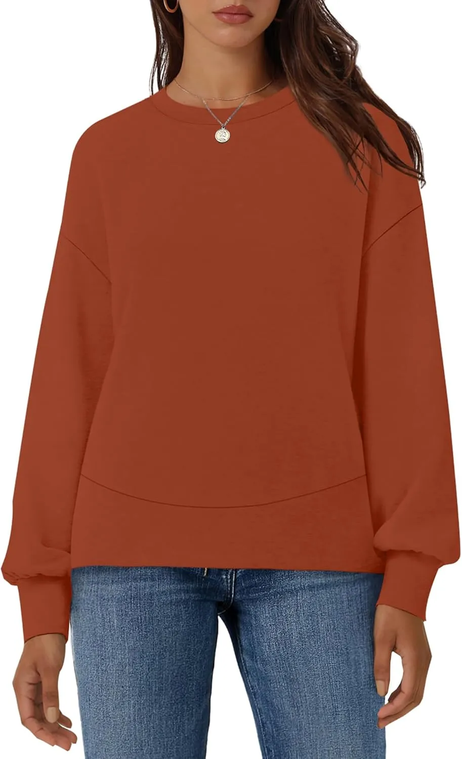 WIHOLL Fall Sweatshirt for Women Crew Neck Long Sleeve Shirts Pullover Casual Workout Tops Fashion 2024
