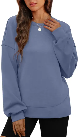 WIHOLL Fall Sweatshirt for Women Crew Neck Long Sleeve Shirts Pullover Casual Workout Tops Fashion 2024