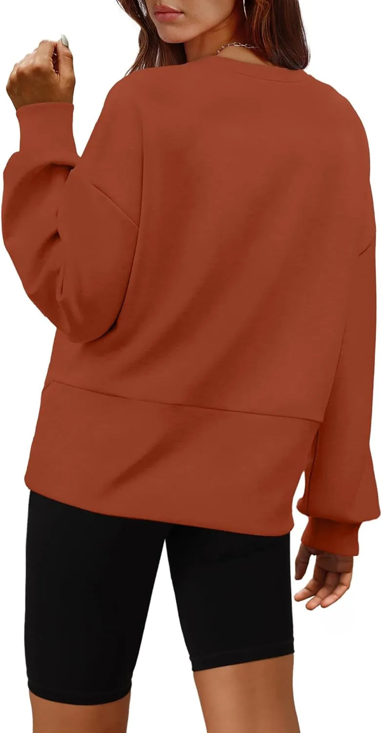 WIHOLL Fall Sweatshirt for Women Crew Neck Long Sleeve Shirts Pullover Casual Workout Tops Fashion 2024