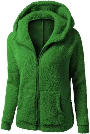Winter Coats for Women Zip Up Fleece Lined Sherpa Jacket Warm Plush Hooded Jackets Trendy Y2K Teddy Fuzzy Outerwear
