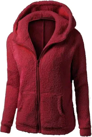 Winter Coats for Women Zip Up Fleece Lined Sherpa Jacket Warm Plush Hooded Jackets Trendy Y2K Teddy Fuzzy Outerwear