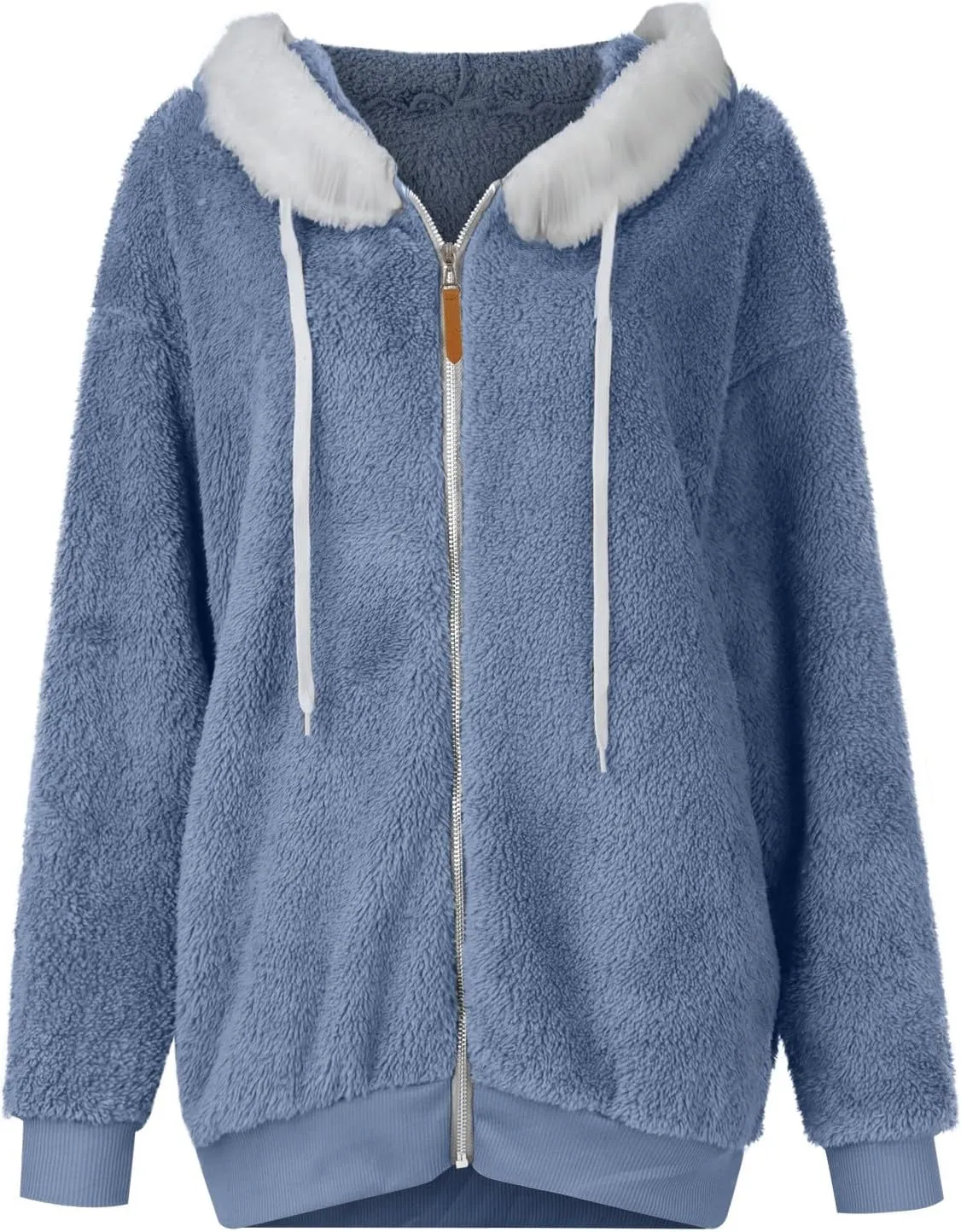 Winter Jackets for Women Fuzzy Fleece Jacket Hooded Color Block Patchwork Cardigan Coats Soft Shaggy Warm Outerwear