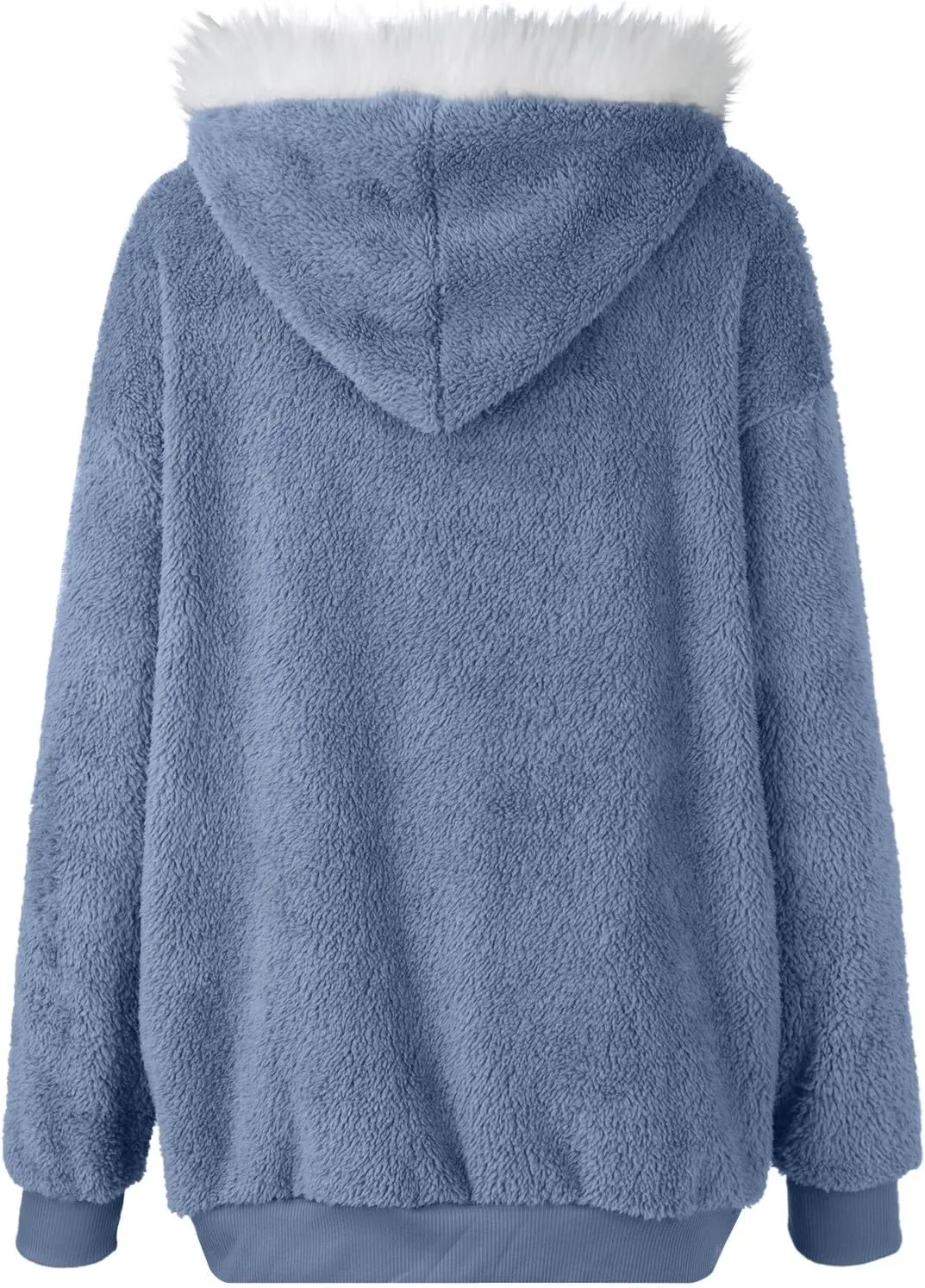 Winter Jackets for Women Fuzzy Fleece Jacket Hooded Color Block Patchwork Cardigan Coats Soft Shaggy Warm Outerwear