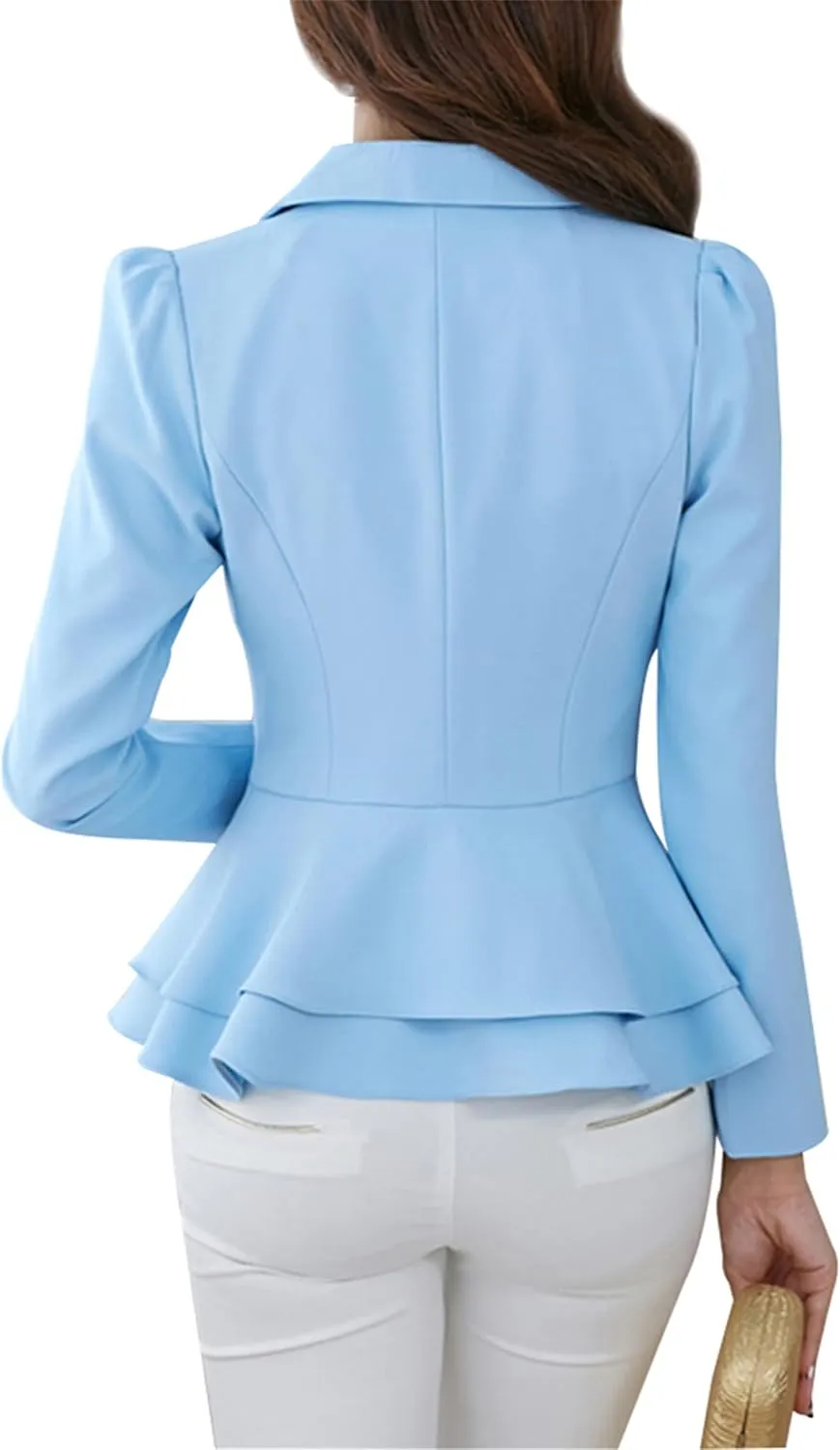 WIWIQS Women's Open Front Long Sleeve Work Office Jackets Blazer Lightweight Solid Color Slim Fit Blazers