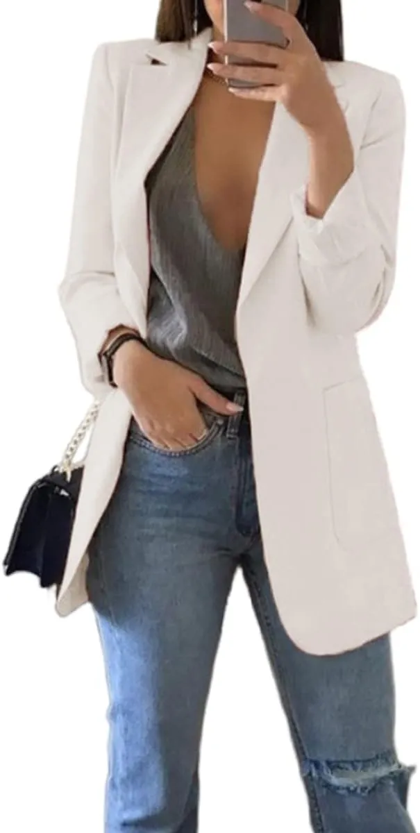 Women Business Casual Blazer Jacket Elegant Long Sleeve Oversized Lapel Blazers Work Professional Suit Jacket Clothes