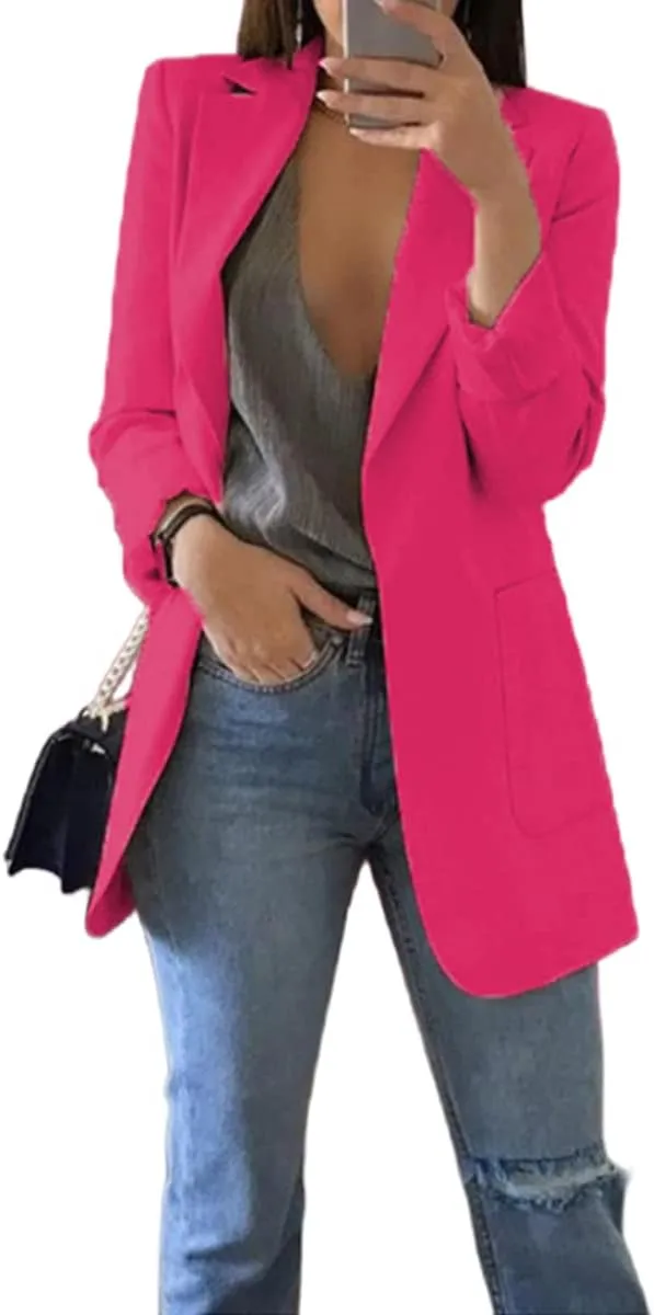 Women Business Casual Blazer Jacket Elegant Long Sleeve Oversized Lapel Blazers Work Professional Suit Jacket Clothes