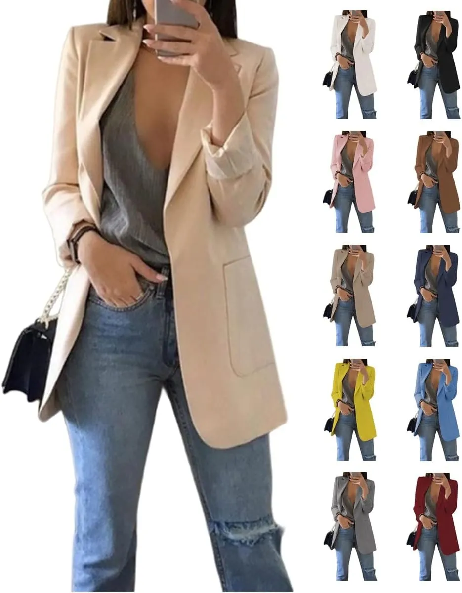 Women Business Casual Blazer Jacket Elegant Long Sleeve Oversized Lapel Blazers Work Professional Suit Jacket Clothes
