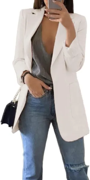 Women Business Casual Blazer Jacket Elegant Long Sleeve Oversized Lapel Blazers Work Professional Suit Jacket Clothes