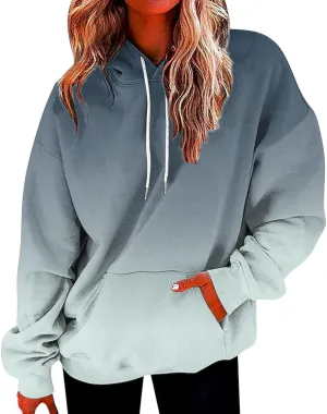 Women Gradient Color Oversized Hoodies Trendy 2024 Pullover Sweatshirts Comfort Sweatshirt Tops Fall Fashion Clothes