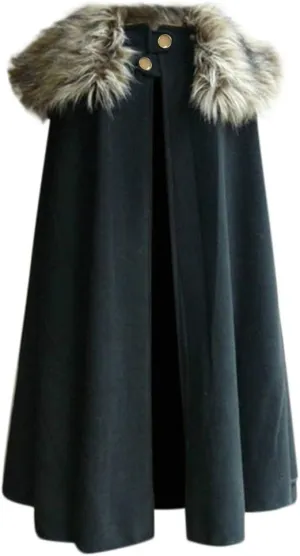 Women Hooded Poncho Cape Vintage Plus Size Outwear Winter Trench Coat Open Front Wool Blend Cardigan Jacket Cloak