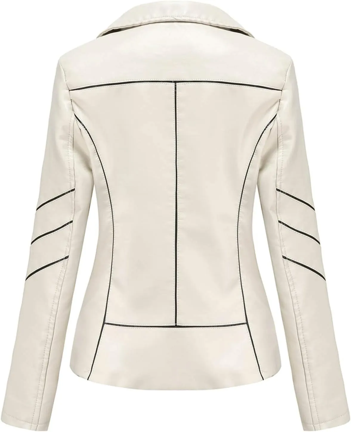 Women Leather Jacket Stand-Up Collar Zipper Stitching Solid Color Jacket Faux Leather Jacket Women Faux Leather