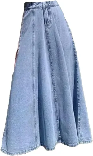 Women Midi Skirts Denim High Waisted Solid Summer Women's Casual Denim Skirt
