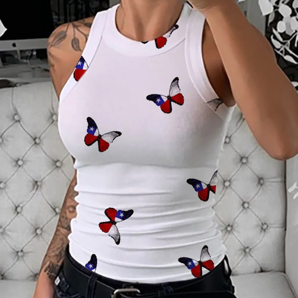 Women T-shirt 2020 Newest Summer Leopard Butterfly Printed Tank Tops