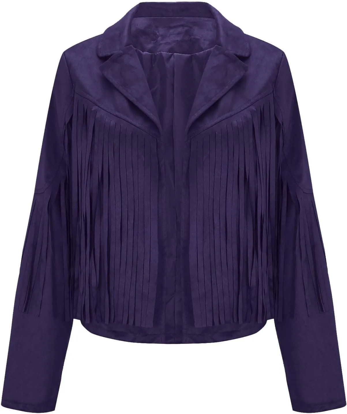 Women Trendy Tassel Coat Fringe Coats Faux Suede Leather Cowboy Style Jacket Long Sleeve Tassels Cardigan Coat Outwear