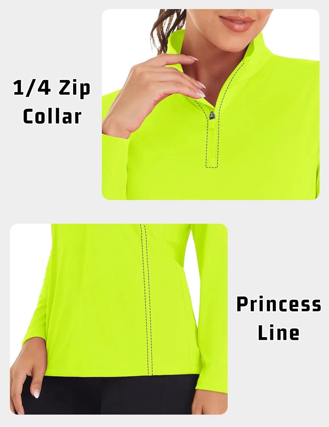 Womens 1/4 Zip Pullover Long Sleeve UPF 50  Sun Protection SPF Uv Shirts Quick Dry Athletic T-Shirts