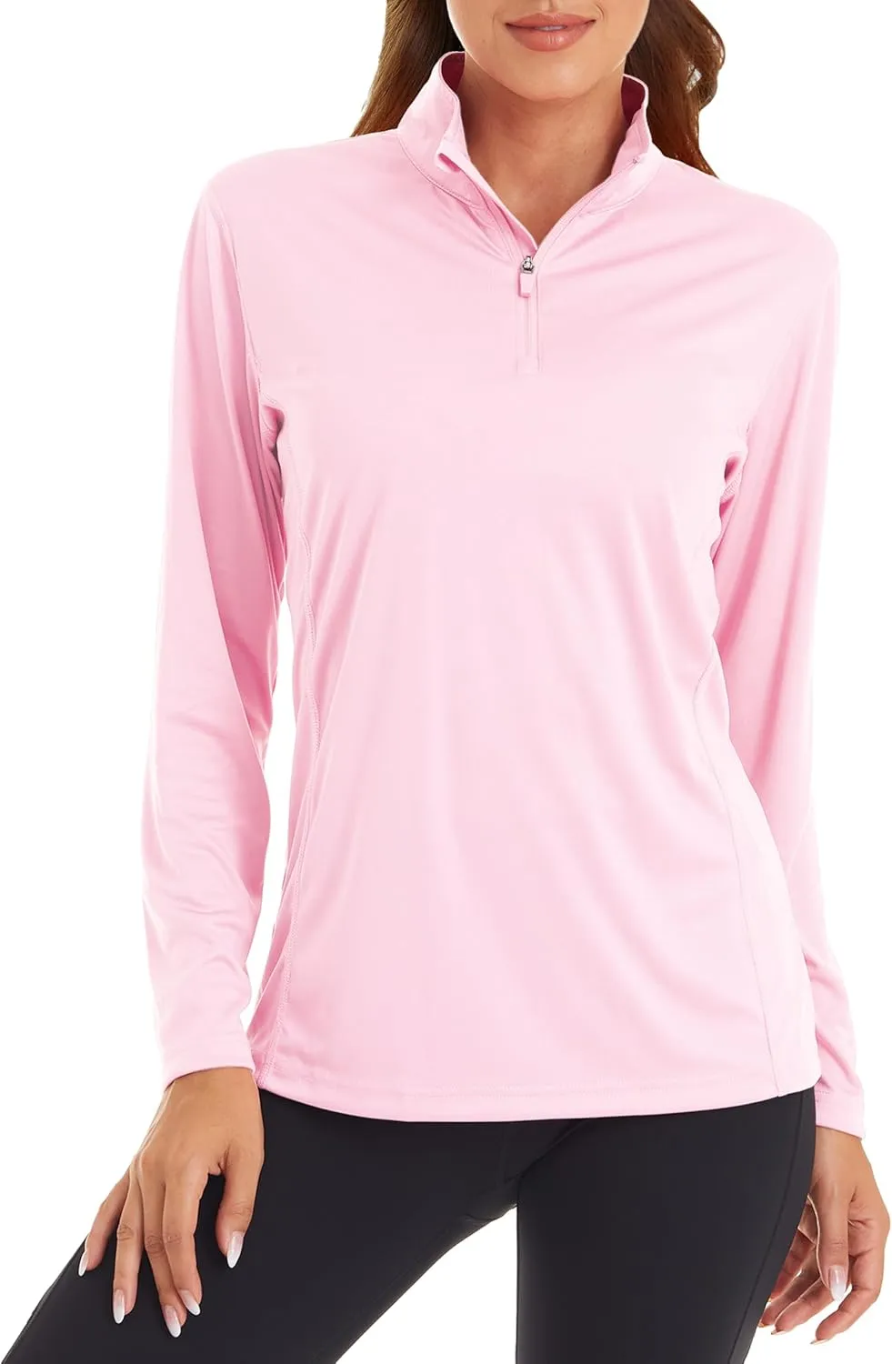 Womens 1/4 Zip Pullover Long Sleeve UPF 50  Sun Protection SPF Uv Shirts Quick Dry Athletic T-Shirts