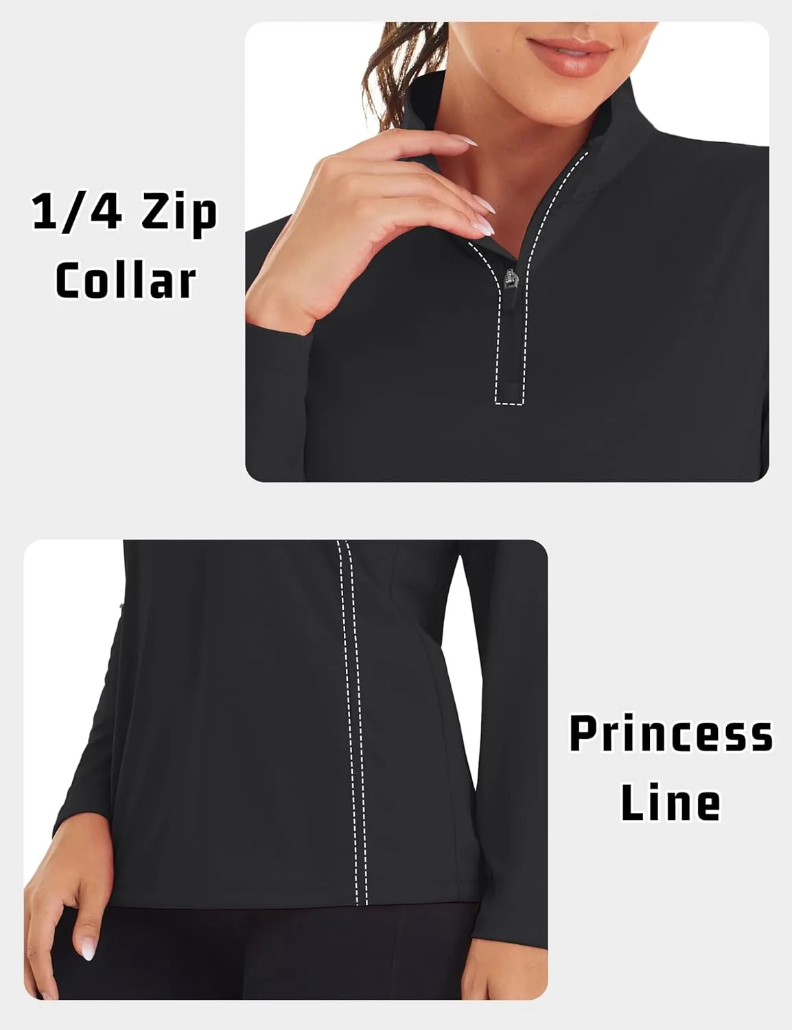 Womens 1/4 Zip Pullover Long Sleeve UPF 50  Sun Protection SPF Uv Shirts Quick Dry Athletic T-Shirts