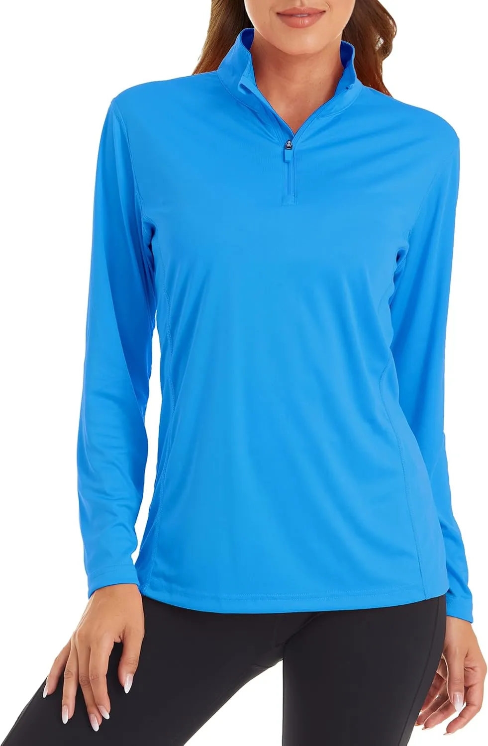 Womens 1/4 Zip Pullover Long Sleeve UPF 50  Sun Protection SPF Uv Shirts Quick Dry Athletic T-Shirts