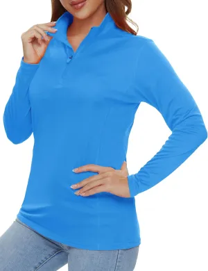 Womens 1/4 Zip Pullover Long Sleeve UPF 50  Sun Protection SPF Uv Shirts Quick Dry Athletic T-Shirts