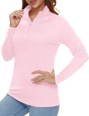 Womens 1/4 Zip Pullover Long Sleeve UPF 50  Sun Protection SPF Uv Shirts Quick Dry Athletic T-Shirts