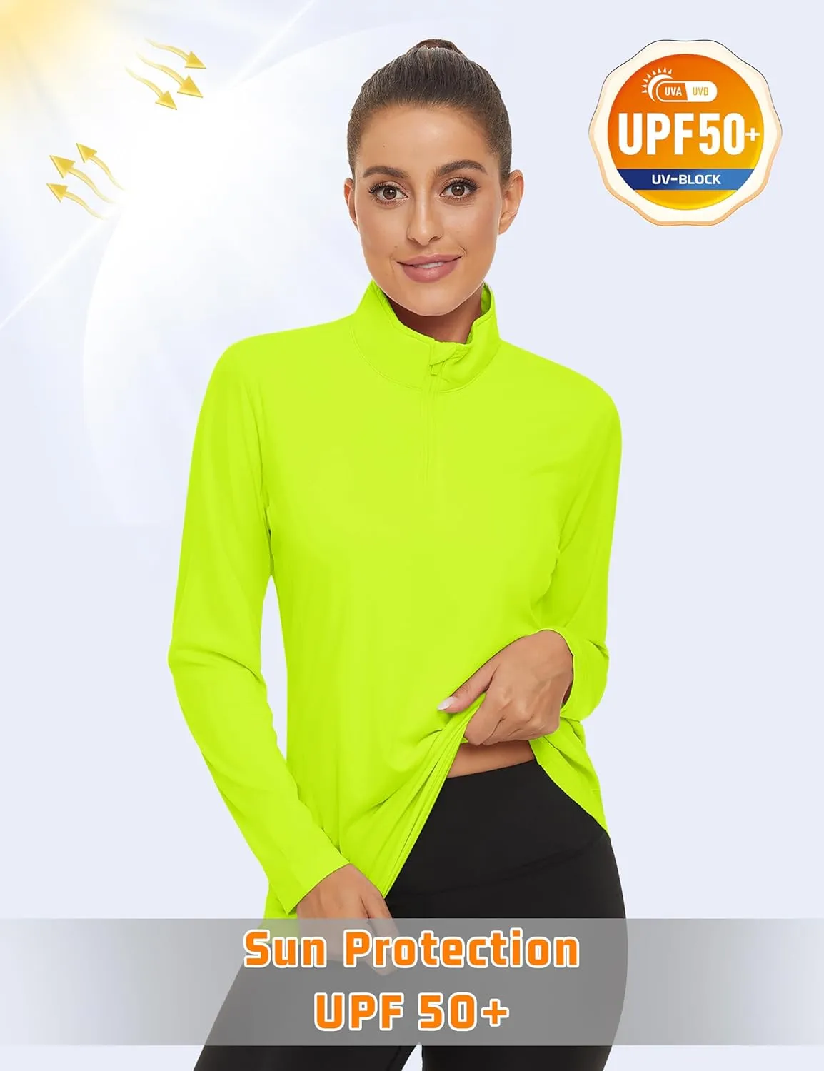 Womens 1/4 Zip Pullover Long Sleeve UPF 50  Sun Protection SPF Uv Shirts Quick Dry Athletic T-Shirts