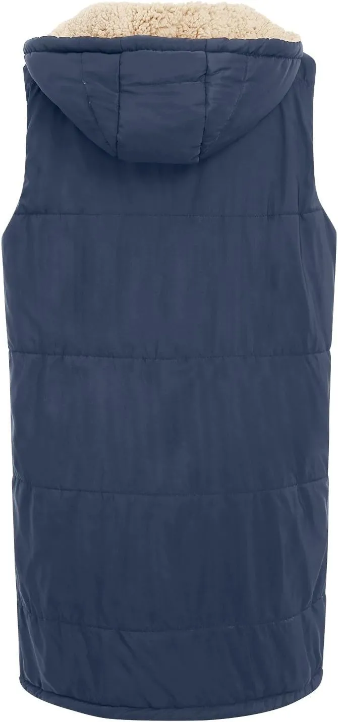 Womens 2024 Fall Fashion Reversible Vest Casual Sleeveless Lined Fleece Jacket Gilet Long Zip Up Warm Coat with Pocket
