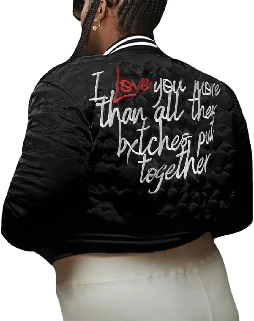 Women's Baseball Varsity Jacket Cropped Bomber Quilted Jackets Vintage Casual Lightweight Crop Top Coat