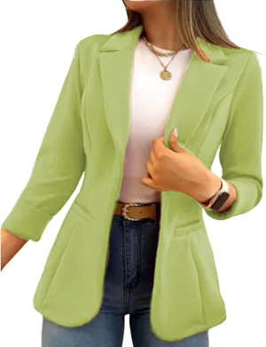 Women's Blazer Business Casual Long Sleeve Lapel Button Slim Work Office Blazer Open Front Casual Jacket Coat Workwear