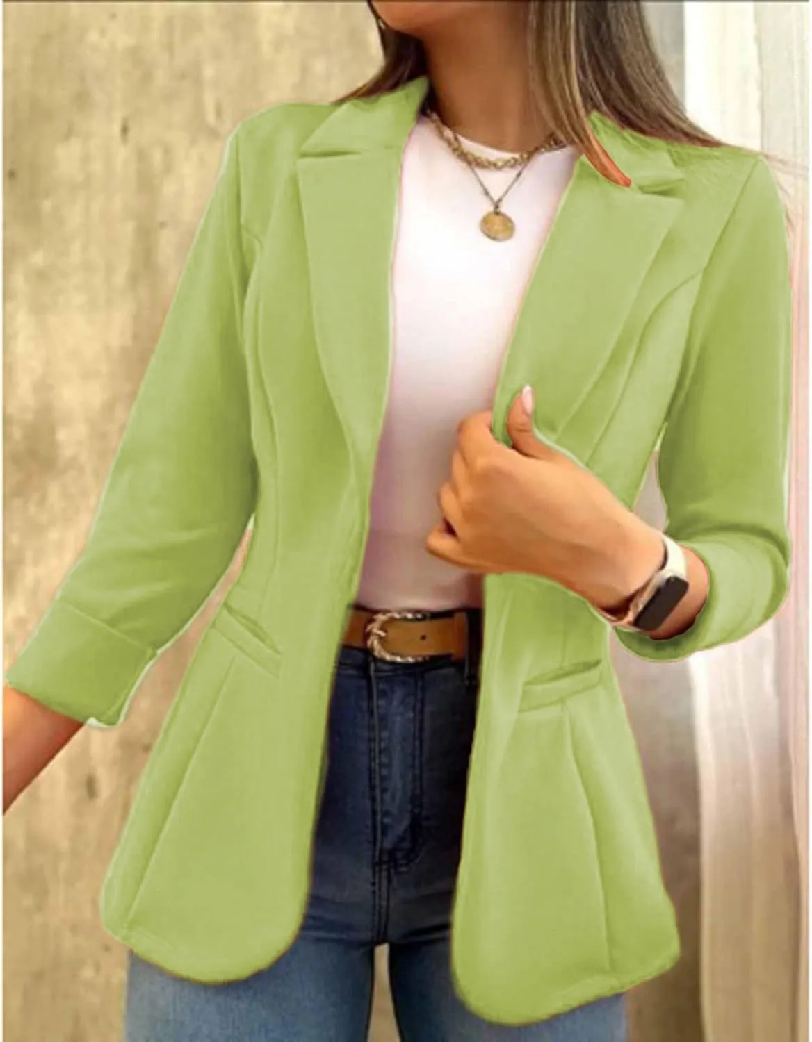 Women's Blazer Business Casual Long Sleeve Lapel Button Slim Work Office Blazer Open Front Casual Jacket Coat Workwear
