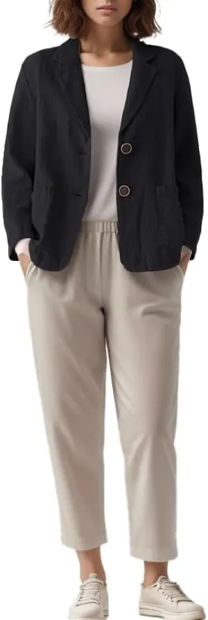 Women's Blazer Jackets Cotton Linen Casual Loose Long Sleeve