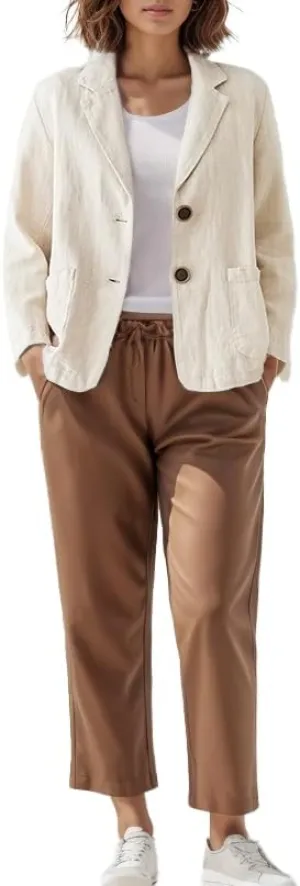 Women's Blazer Jackets Cotton Linen Casual Loose Long Sleeve