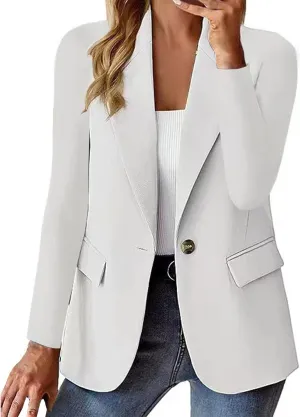 Womens Business Casual Blazer Summer Cardigan Lapel Button Down Solid Suit Jacket with Lined Office Work Clothes 2025