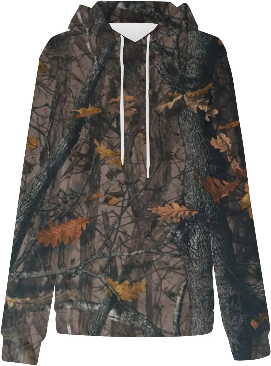 Women's Camo Hoodie Maple-Leaf Print Oversized Sweatshirt Fleece Hooded Sweatshirts with Pocket Classic Pullovers