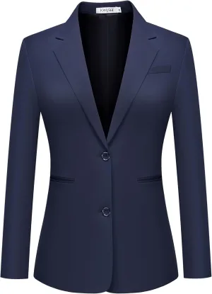 Women's Casual Blazer 2 Buttons Notch Lapel Open Front Long Sleeve Blazers Business Office Work Suit Jackets