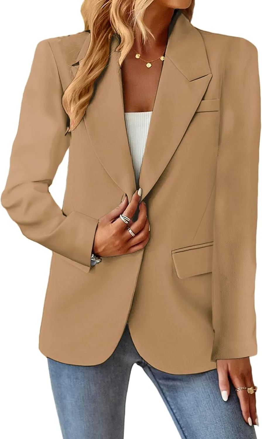 Women's Casual Blazers 2024 New Spring Fashion Lightweight Work Office Full Lined Pocket Jacket Suit(S-XXL)