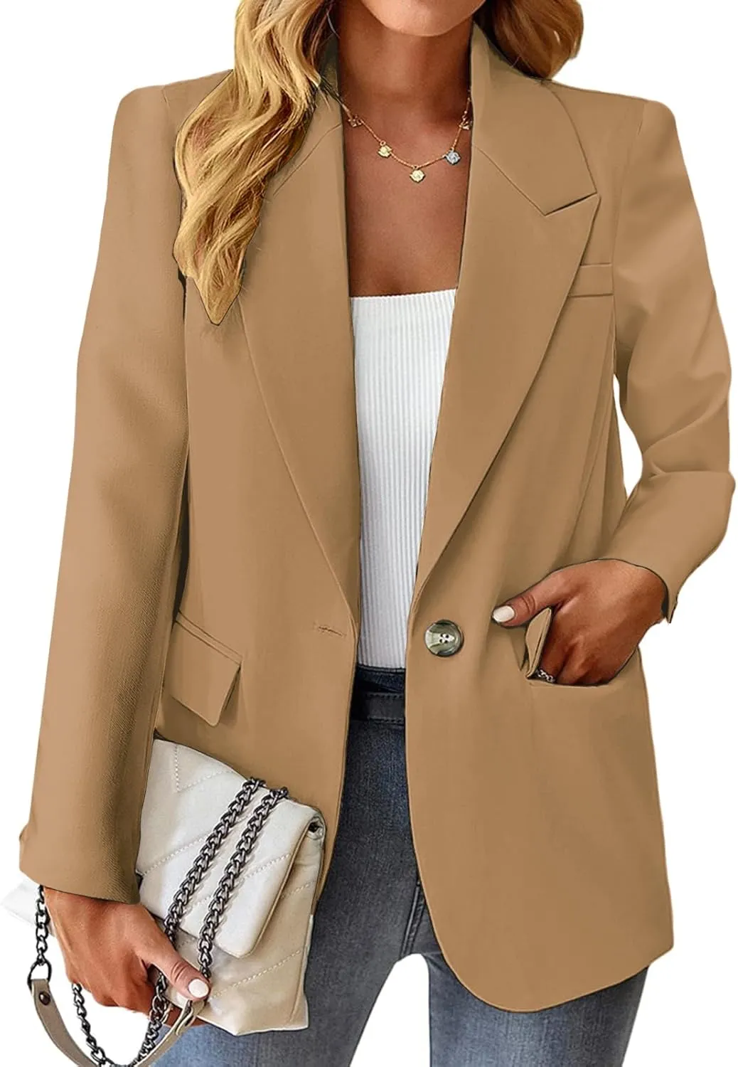 Women's Casual Blazers 2024 New Spring Fashion Lightweight Work Office Full Lined Pocket Jacket Suit(S-XXL)