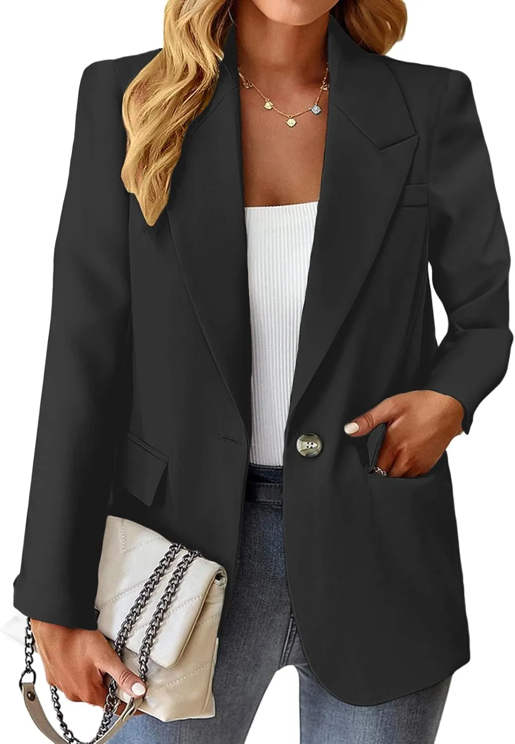 Women's Casual Blazers 2024 New Spring Fashion Lightweight Work Office Full Lined Pocket Jacket Suit(S-XXL)