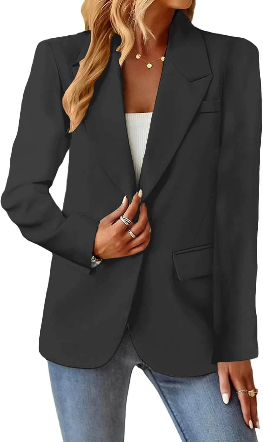 Women's Casual Blazers 2024 New Spring Fashion Lightweight Work Office Full Lined Pocket Jacket Suit(S-XXL)