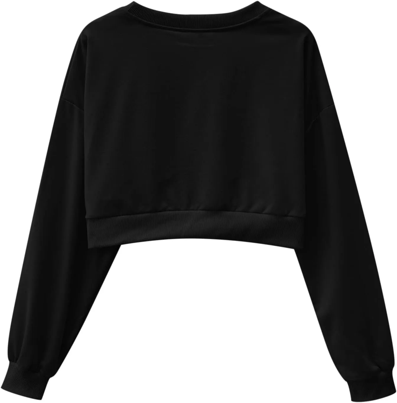 Womens Casual Solid Long Sleeve Loose Round Neck Crop Top Sweatshirt Tops Womens Plus Size Fleece Jacket Oversized Y2K Hoodie