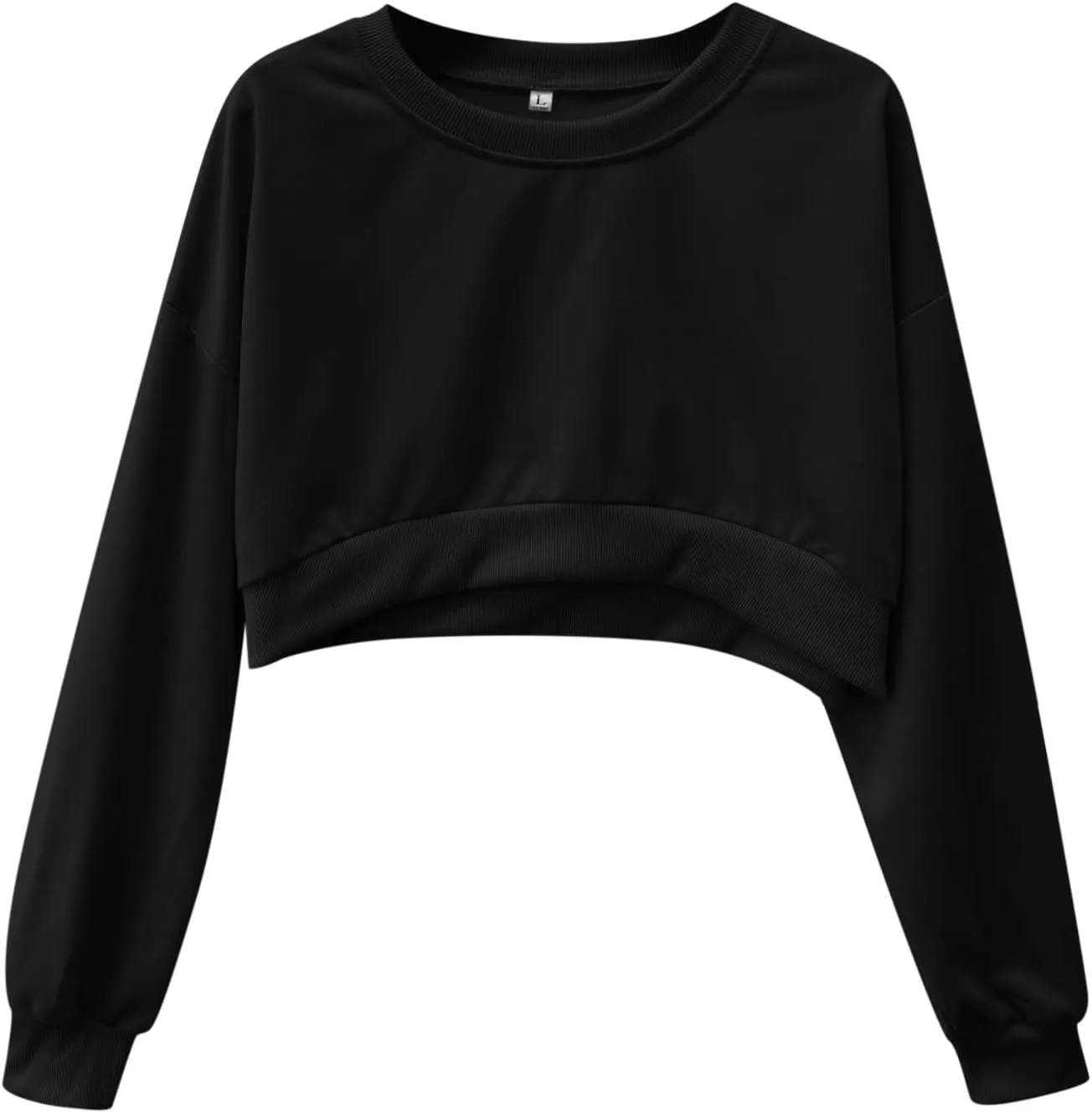 Womens Casual Solid Long Sleeve Loose Round Neck Crop Top Sweatshirt Tops Womens Plus Size Fleece Jacket Oversized Y2K Hoodie