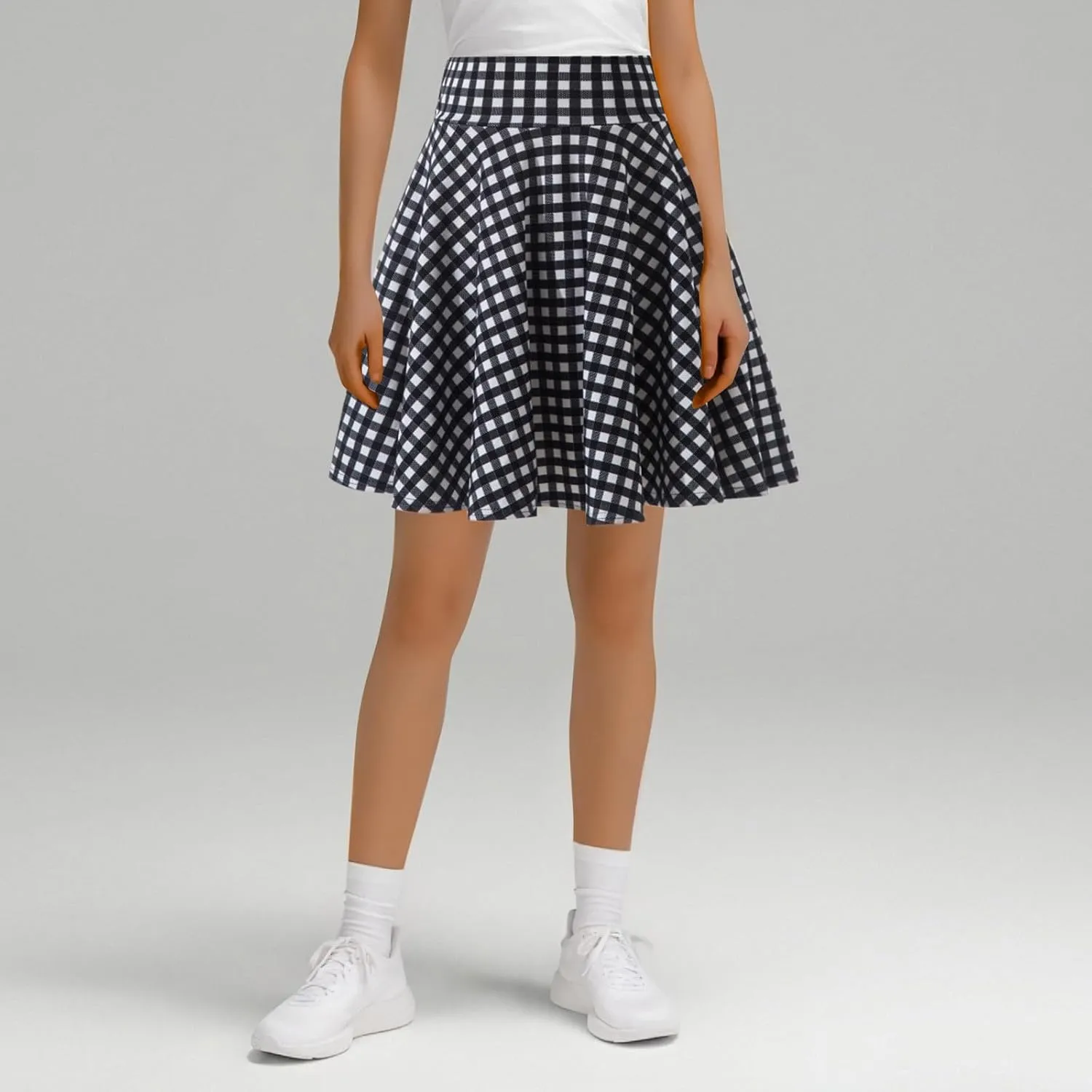 Women's Casual Stretchy A-Line Pleated Mini Skater Skirt Flared Basic Versatile Midi Length Skirt Stylish Lightweight
