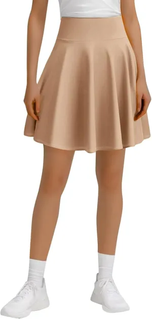 Women's Casual Stretchy A-Line Pleated Mini Skater Skirt Flared Basic Versatile Midi Length Skirt Stylish Lightweight