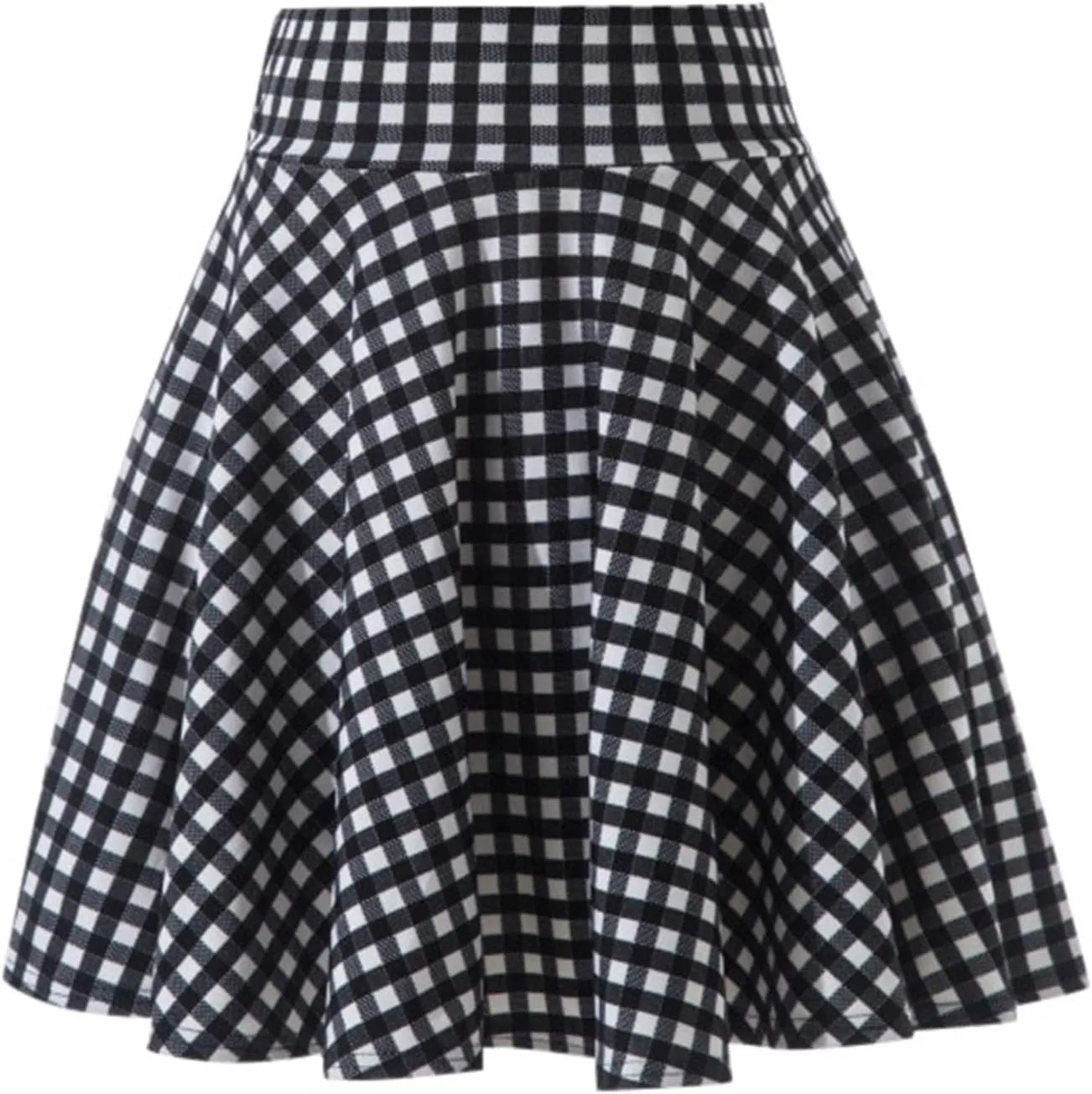 Women's Casual Stretchy A-Line Pleated Mini Skater Skirt Flared Basic Versatile Midi Length Skirt Stylish Lightweight
