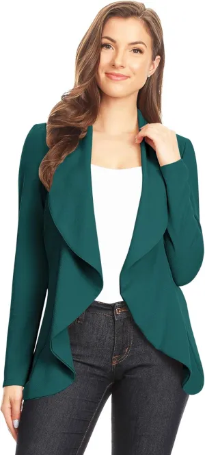 Women's Classic Casual Work Draped Open Front Blazer