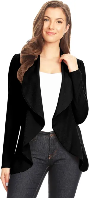 Women's Classic Casual Work Draped Open Front Blazer
