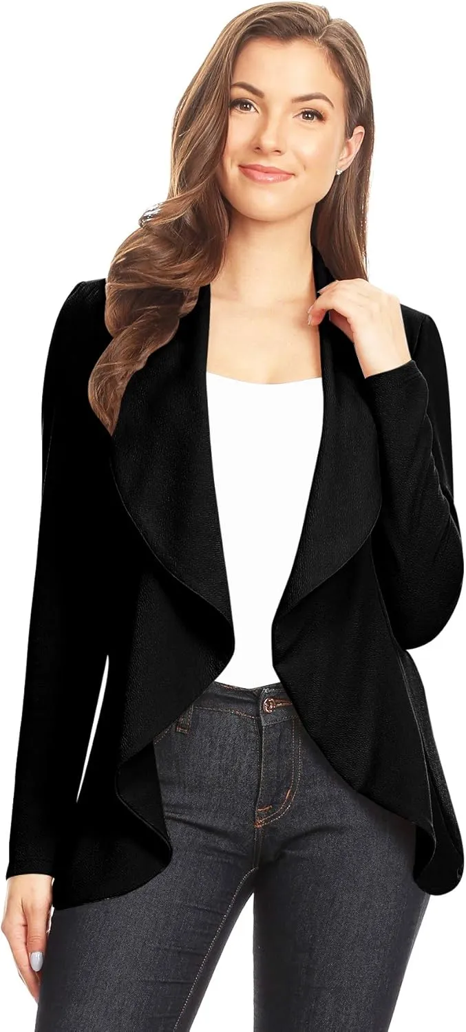 Women's Classic Casual Work Draped Open Front Blazer