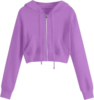 Womens Cropped Hoodie Zip Up Hoodies Jackets Zipper Long Sleeve Sweatshirts Fall Trendy 2024 Y2K Fashion Clothes