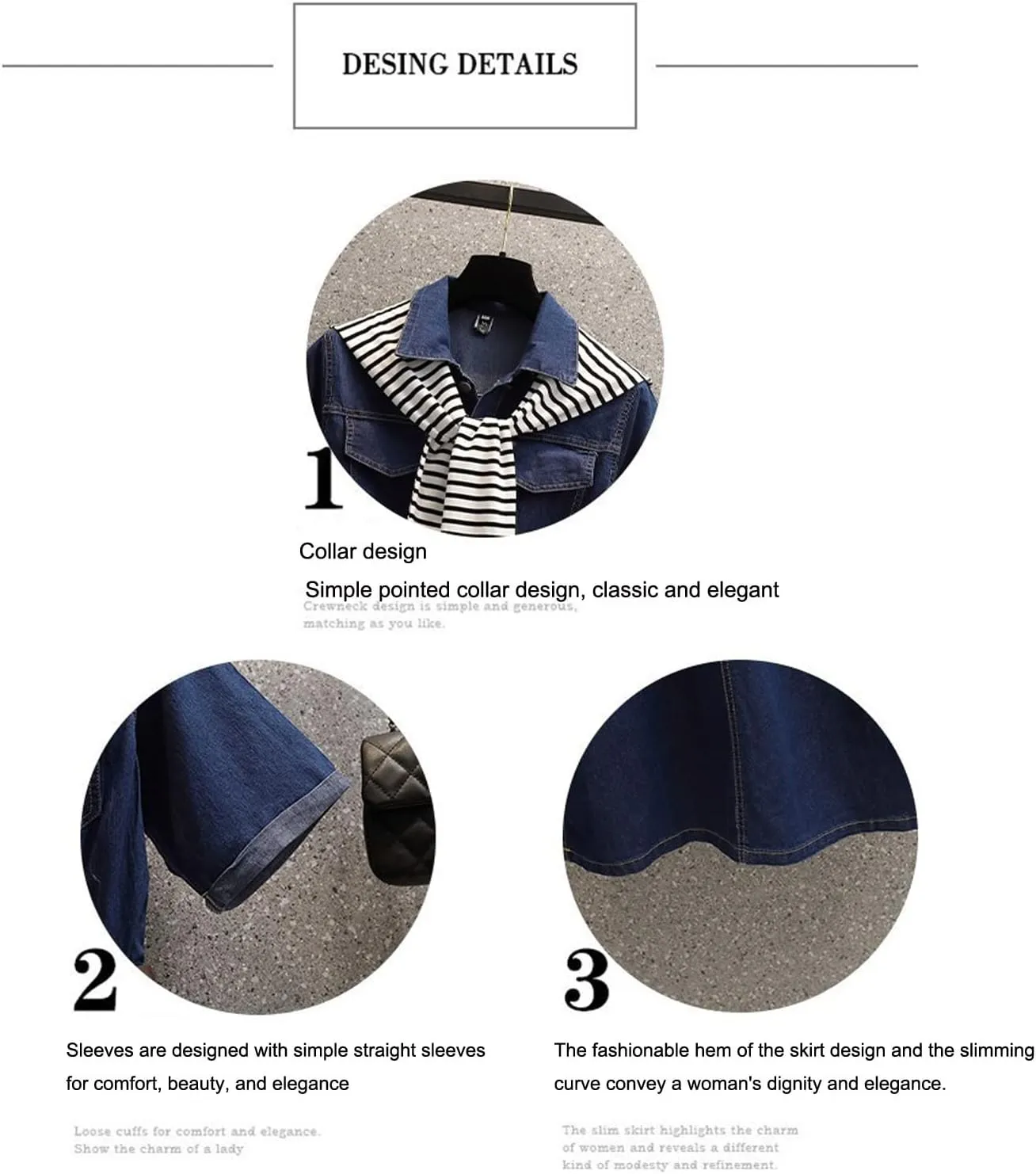 Women's Denim Shirt Dress Retro high Waisted A-line Denim Skirt Single Button Casual Denim Skirt