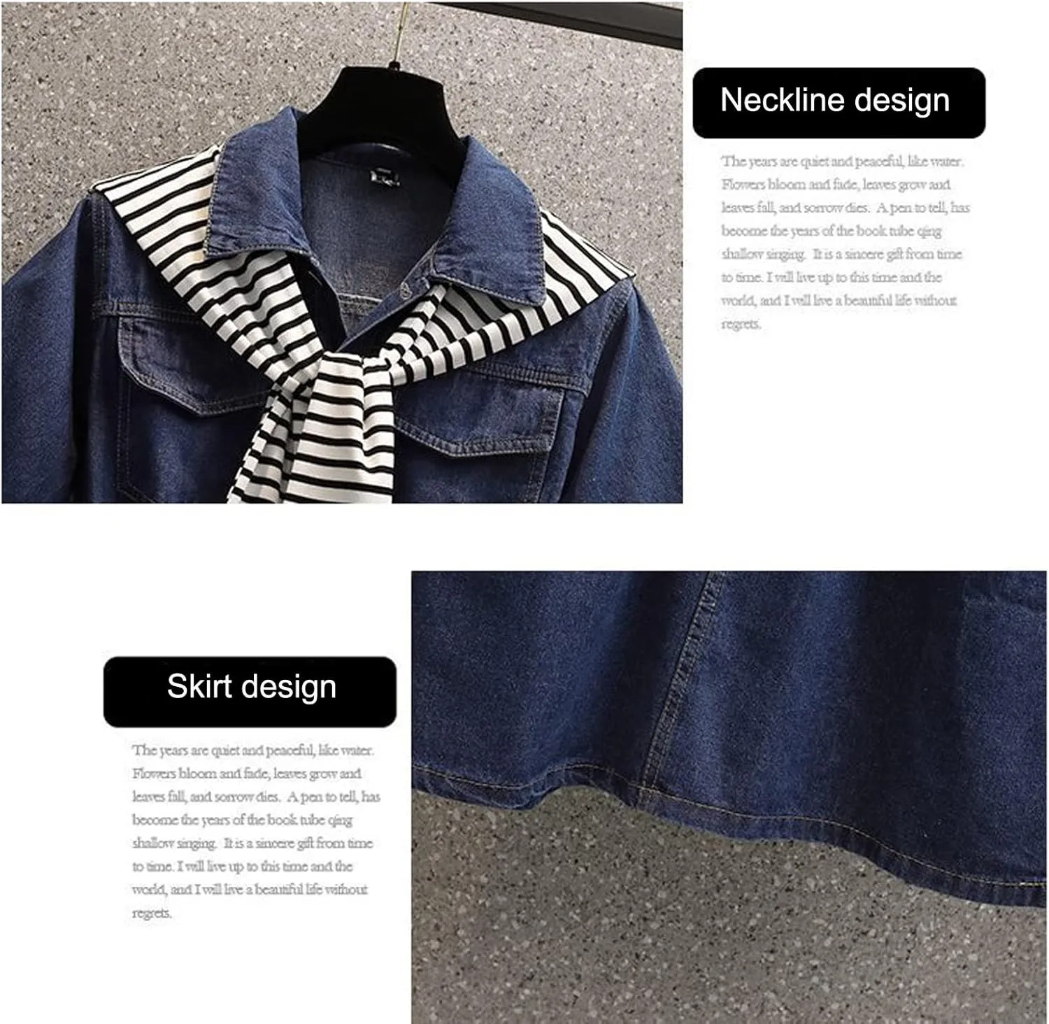 Women's Denim Shirt Dress Retro high Waisted A-line Denim Skirt Single Button Casual Denim Skirt