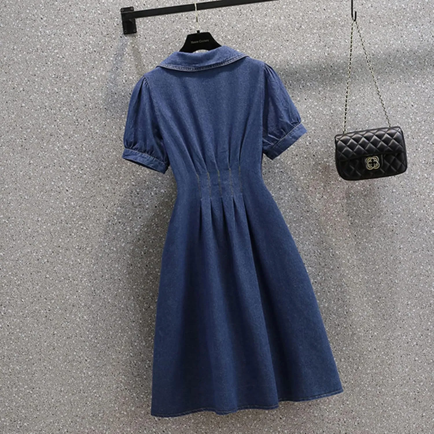 Women's Denim Skirt Casual midi Short Sleeved Single Button Denim Dress high Waisted Slim Fitting Denim Long Skirt